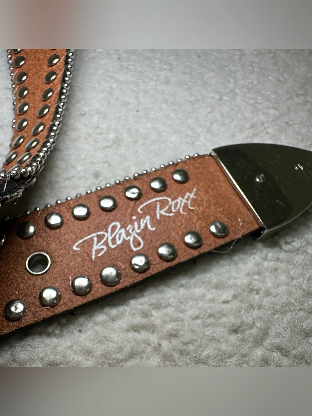 Blazin‎ Roxx Y2K Rhinestone Belt Bling Buckle Western Cowgirl Grey Gray Leopard